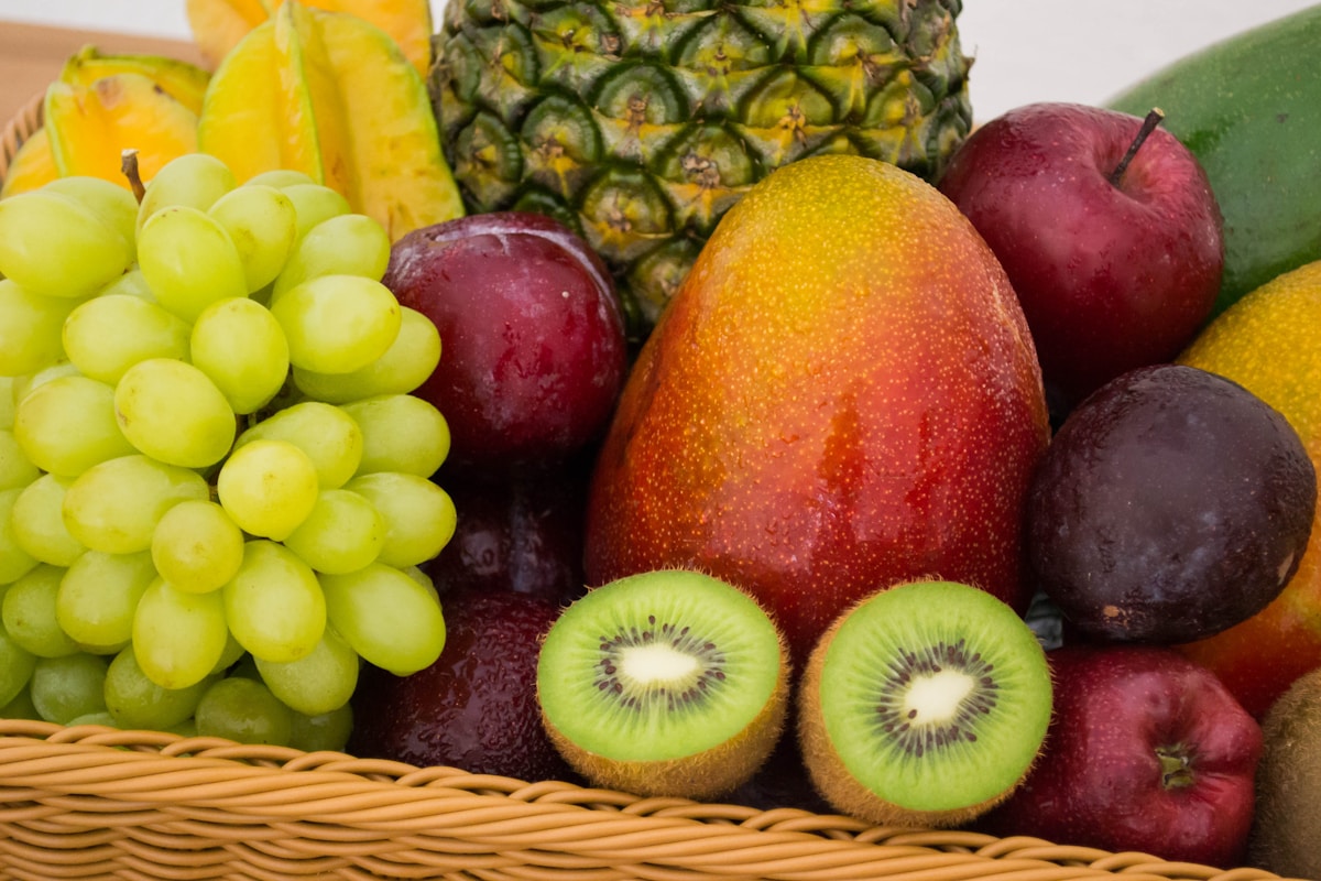 Rainbow of fresh fruits